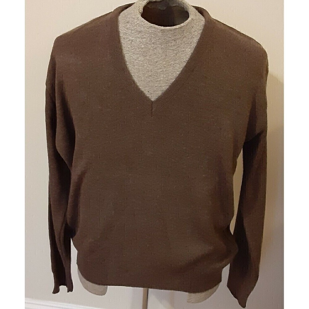 Men's Brown Jantzen V-Neck Sweater - Size L  - Made in USA